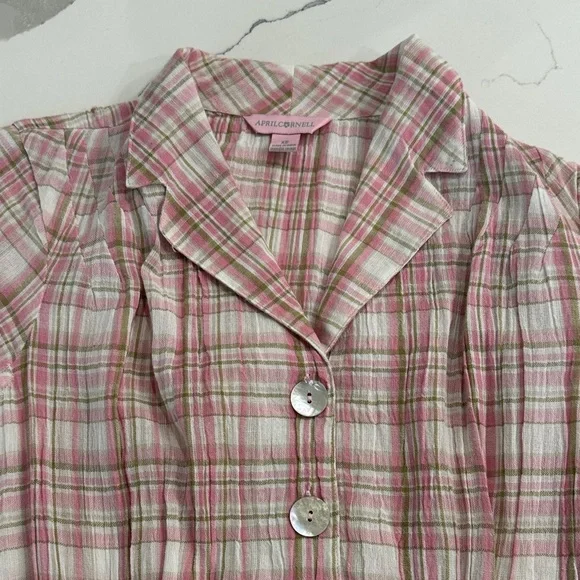 April Cornell Springtime Check Porch Dress in Rose Sage - Picture 10 of 14